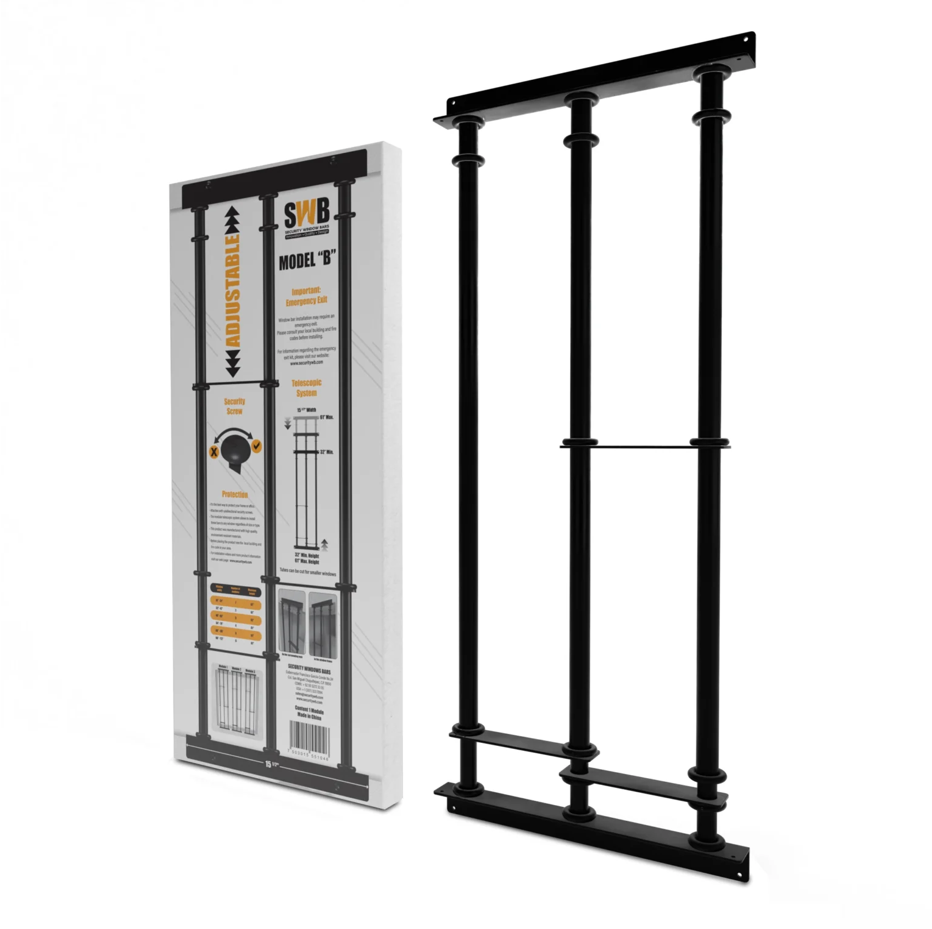 Model B - Telescopic security window bars with adjustable height - Greater capacity and reach