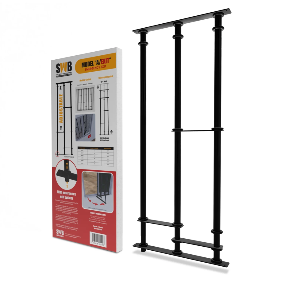 Model A/EXIT - Telescopic security window bars with adjustable height - With emergency exit